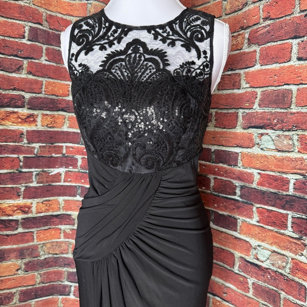 Eliza J Black and White Lace Prom Dress